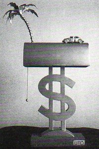 Groupe UFO, Lampe Dollar, présentée dans la collection Bau-Haus 1 du studio Alchimia, en 1979.
